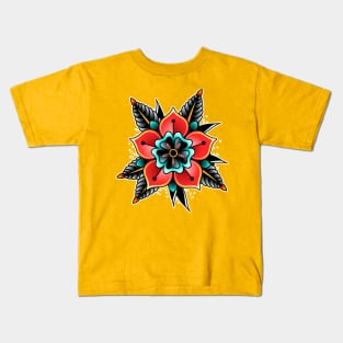 Flower Traditional Tattoo design Kids T-Shirt